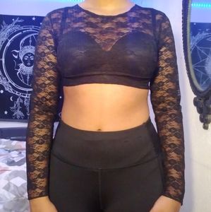 Black laced crop top